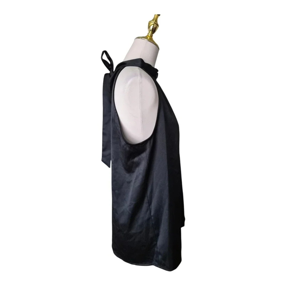 Grey Collective Black Satin Halter Top Blouse‎ Size M Tie Neck Sleeveless NWT